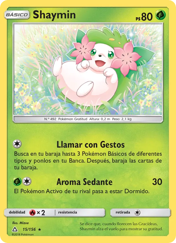 Carta Shaymin de la expansión Ultraprisma, número 15/156