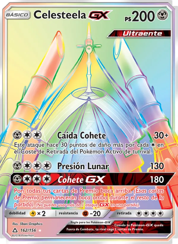 Carta Celesteela GX de la expansión Ultraprisma, número 162/156