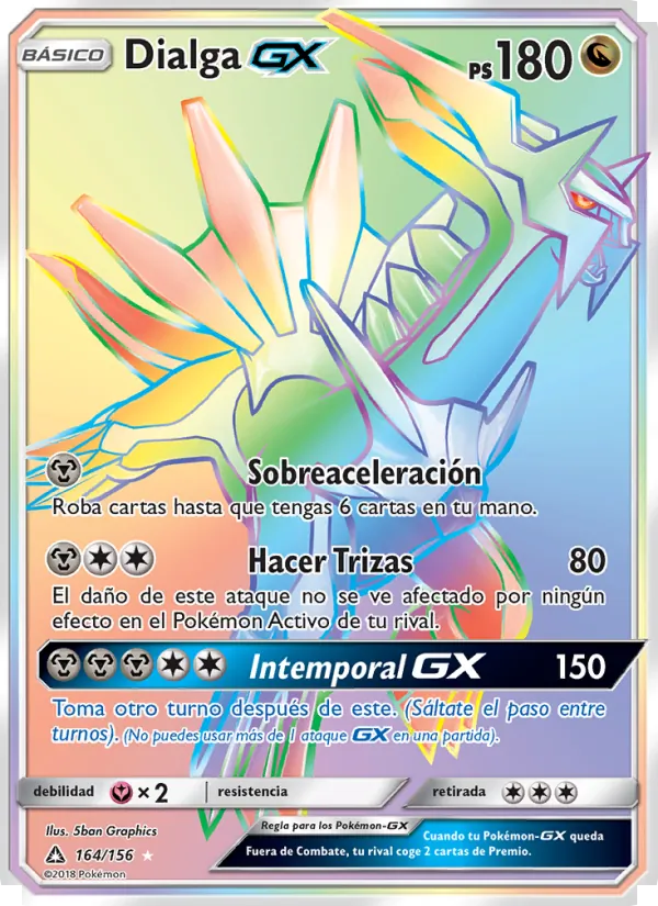 Carta Dialga GX de la expansión Ultraprisma, número 164/156