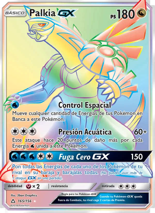 Carta Palkia GX de la expansión Ultraprisma, número 165/156