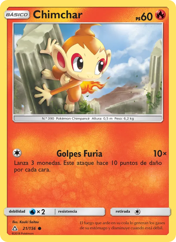 Carta Chimchar de la expansión Ultraprisma, número 21/156