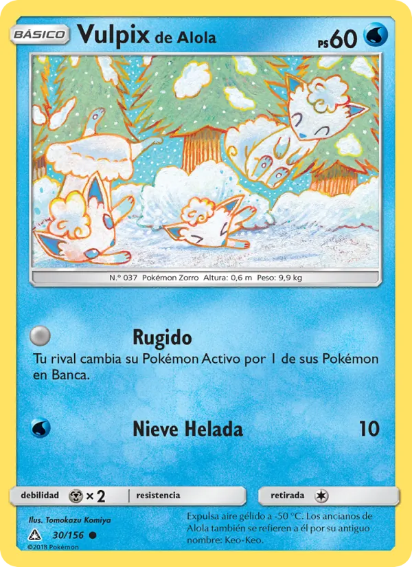 Carta Vulpix de Alola de la expansión Ultraprisma, número 30/156