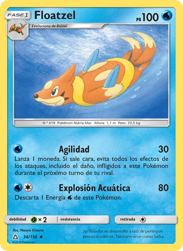Carta Floatzel de la expansión Ultraprisma, número 36/156