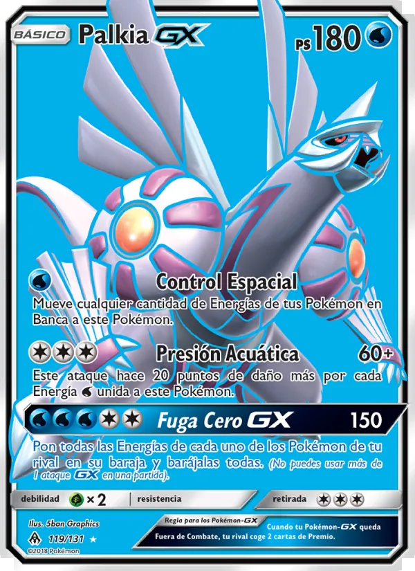 Carta Palkia GX de la expansión Luz Prohibida, número 119/131