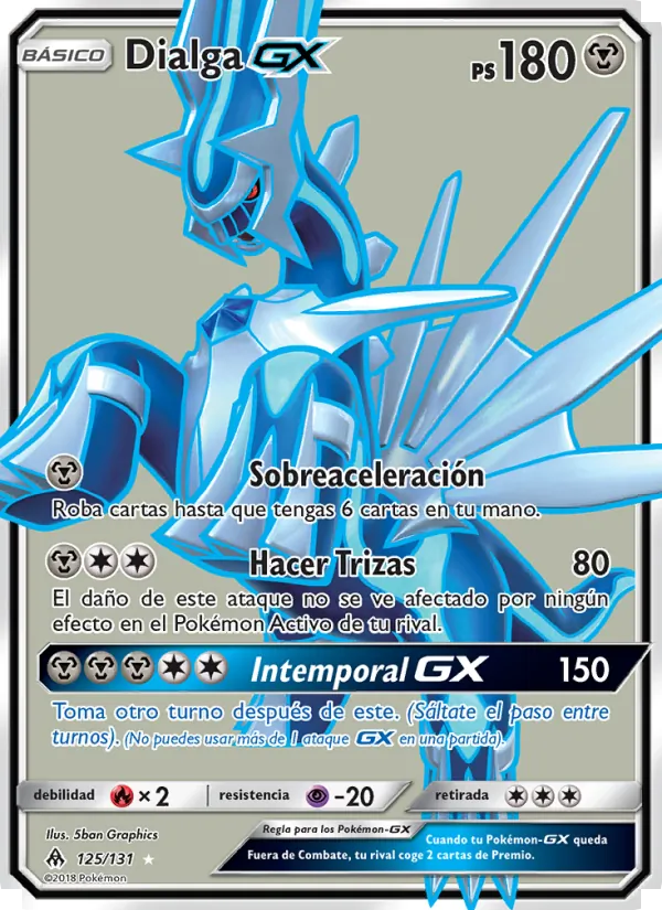 Carta Dialga GX de la expansión Luz Prohibida, número 125/131