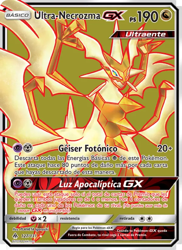 Carta Ultra-Necrozma GX de la expansión Luz Prohibida, número 127/131