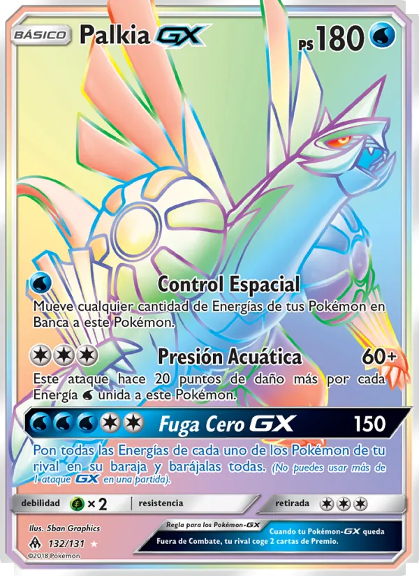 Carta Palkia GX de la expansión Luz Prohibida, número 132/131
