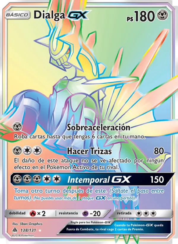 Carta Dialga GX de la expansión Luz Prohibida, número 138/131
