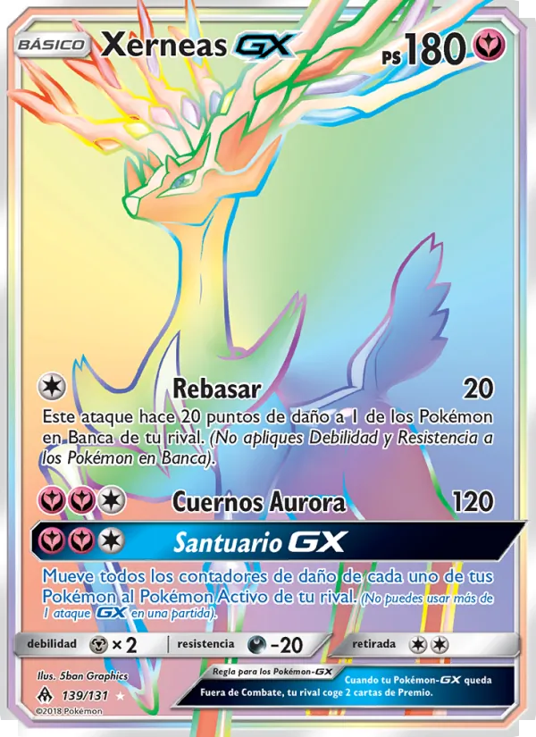 Carta Xerneas GX de la expansión Luz Prohibida, número 139/131