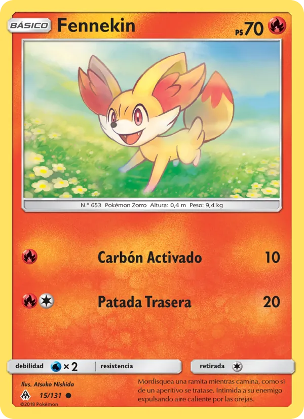 Carta Fennekin de la expansión Luz Prohibida, número 15/131