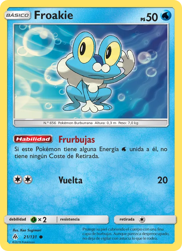 Carta Froakie de la expansión Luz Prohibida, número 21/131