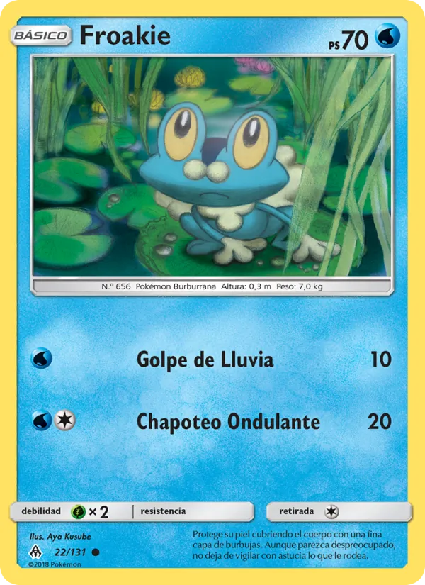 Carta Froakie de la expansión Luz Prohibida, número 22/131