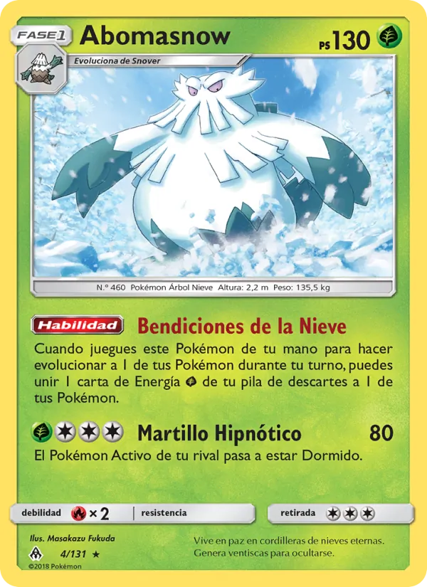 Carta Abomasnow de la expansión Luz Prohibida, número 4/131