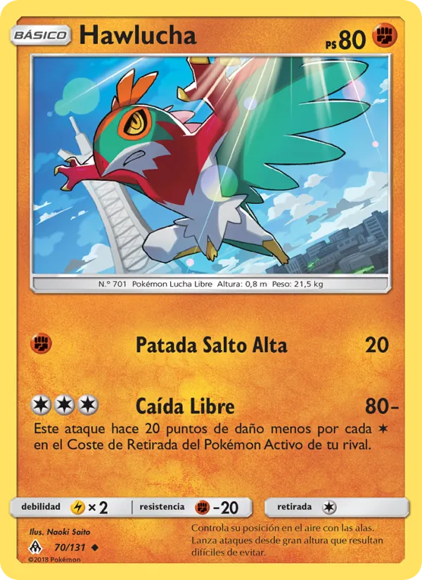 Carta Hawlucha de la expansión Luz Prohibida, número 70/131