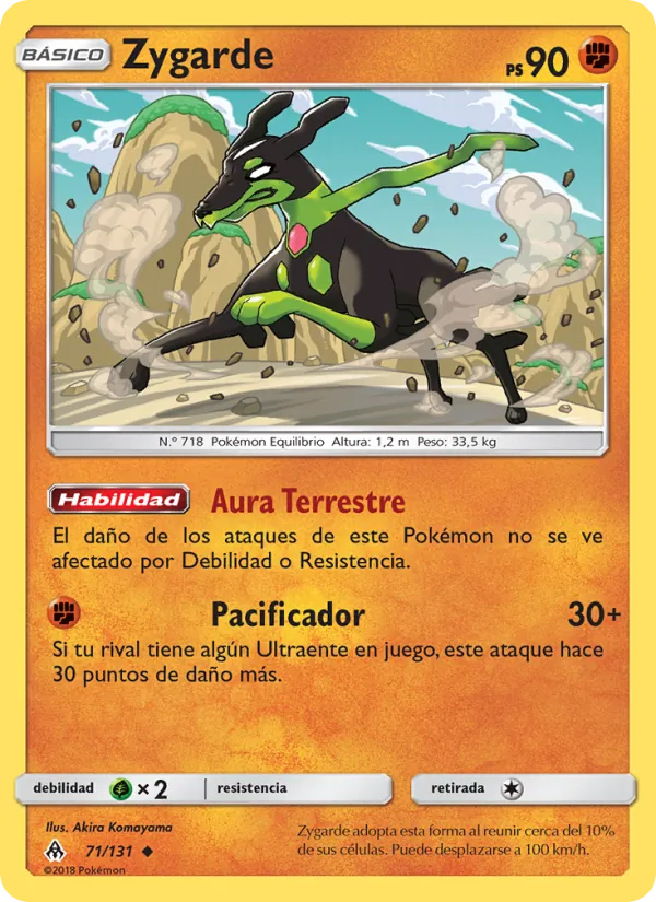 Carta Zygarde de la expansión Luz Prohibida, número 71/131