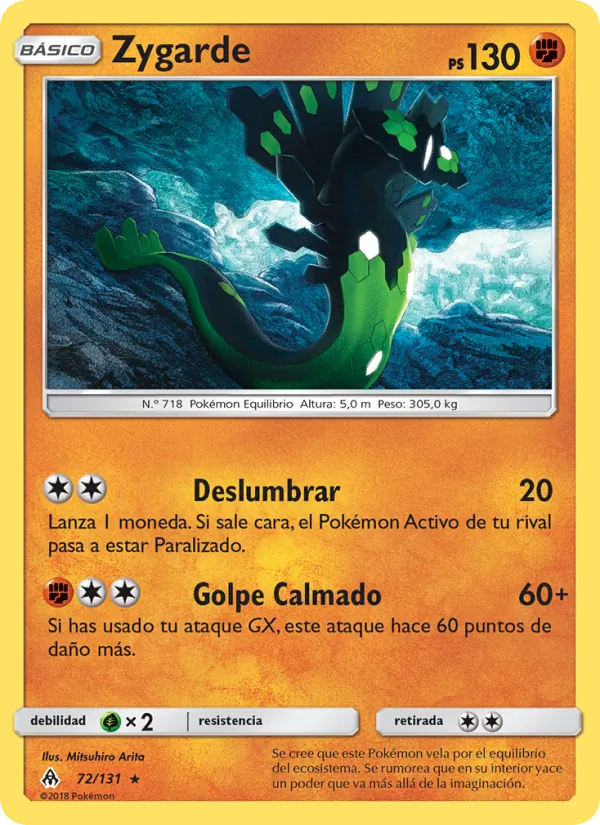 Carta Zygarde de la expansión Luz Prohibida, número 72/131