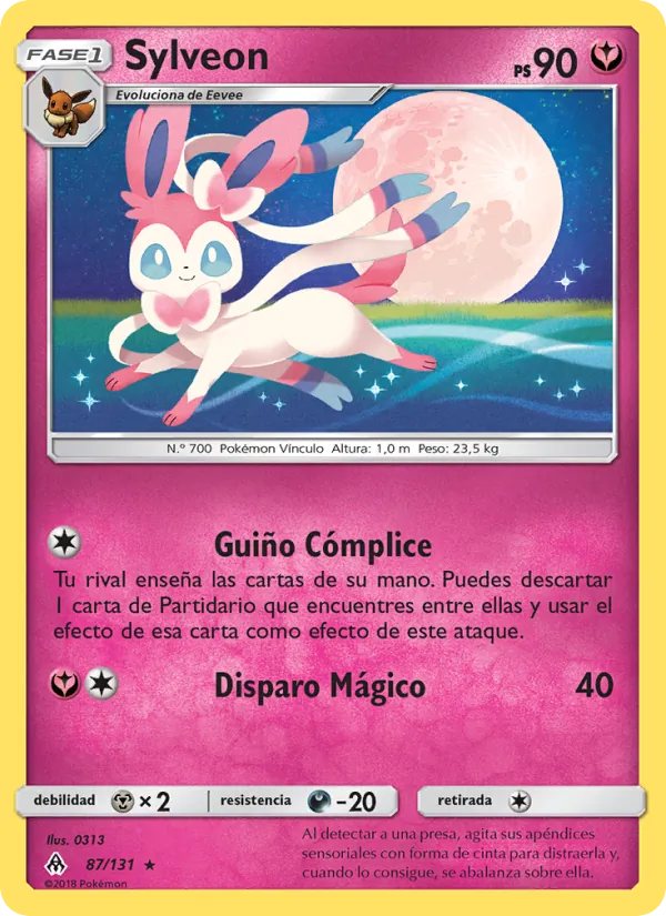 Carta Sylveon de la expansión Luz Prohibida, número 87/131