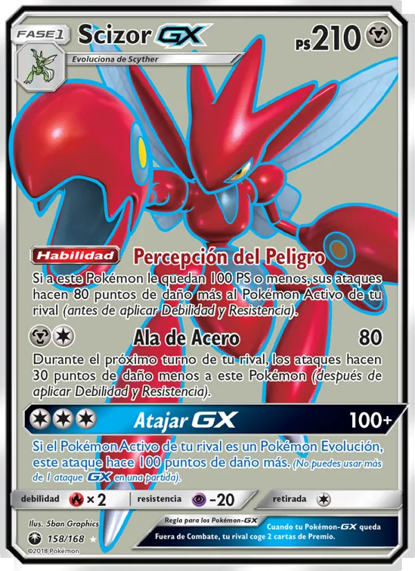 Carta Scizor GX de la expansión Tormenta Celestial, número 158/168