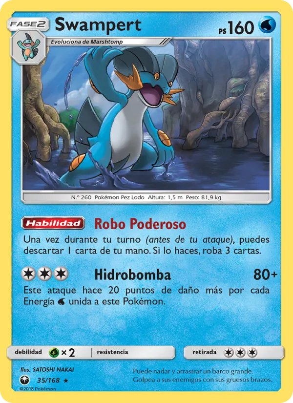 Carta Swampert de la expansión Tormenta Celestial, número 35/168