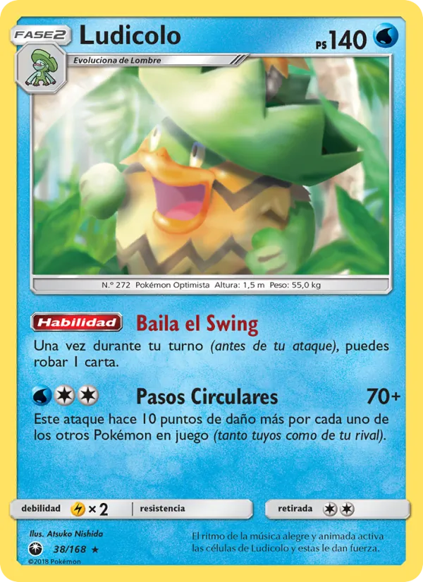 Carta Ludicolo de la expansión Tormenta Celestial, número 38/168