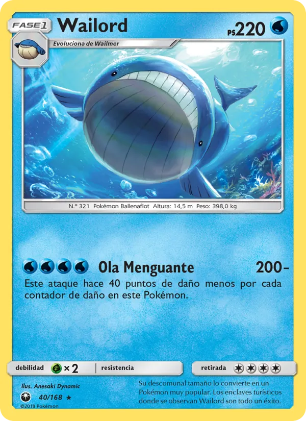 Carta Wailord de la expansión Tormenta Celestial, número 40/168