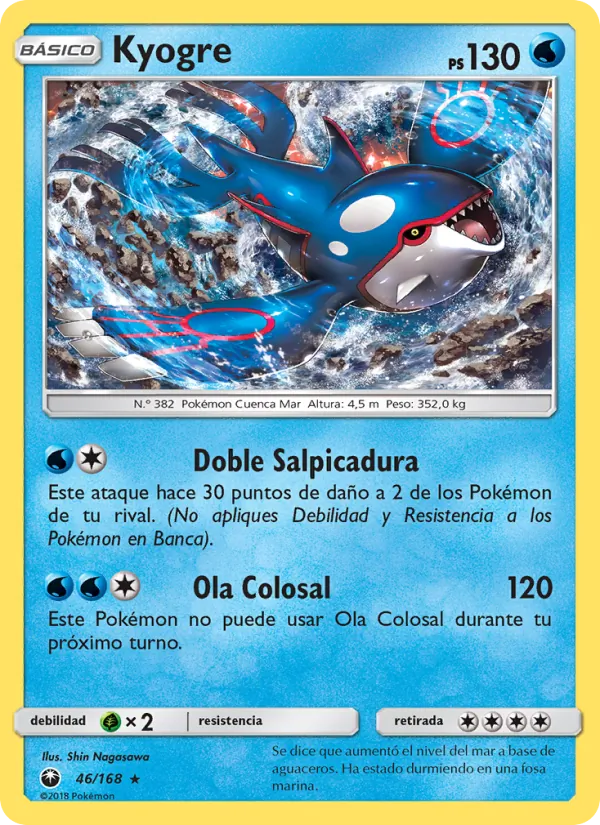 Carta Kyogre de la expansión Tormenta Celestial, número 46/168