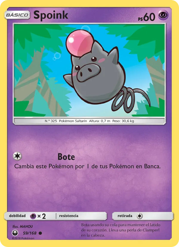 Carta Spoink de la expansión Tormenta Celestial, número 59/168