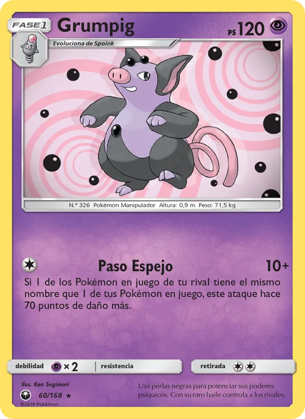 Carta Grumpig de la expansión Tormenta Celestial, número 60/168