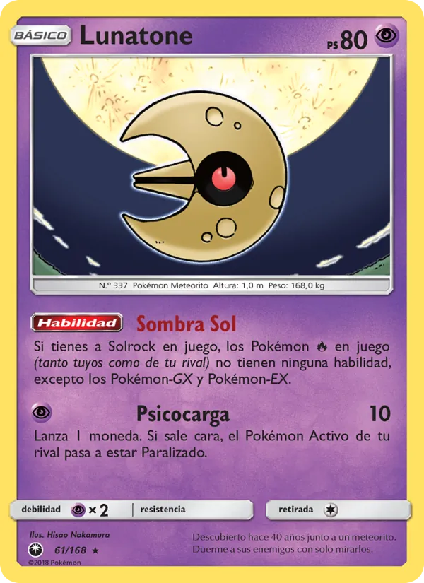 Carta Lunatone de la expansión Tormenta Celestial, número 61/168