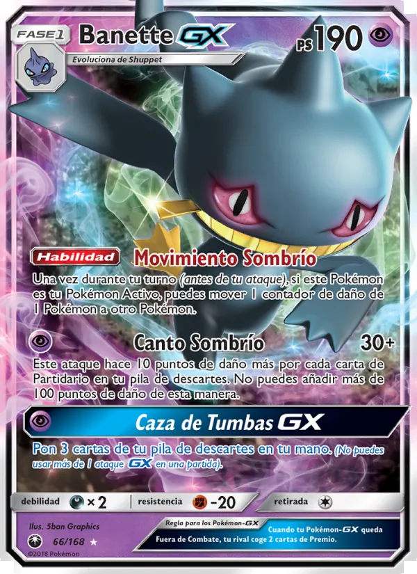 Carta Banette GX de la expansión Tormenta Celestial, número 66/168