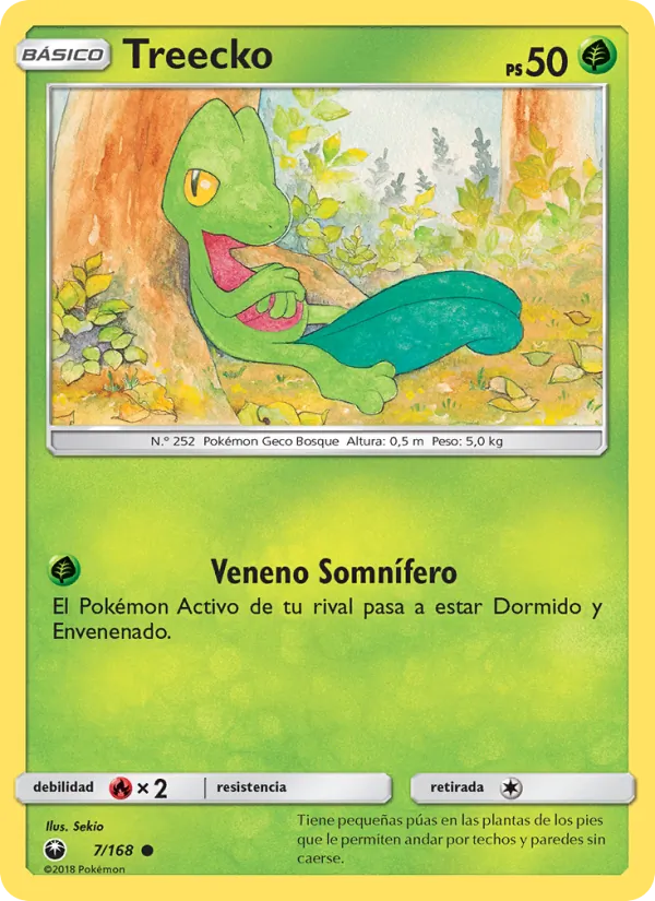 Carta Treecko de la expansión Tormenta Celestial, número 7/168