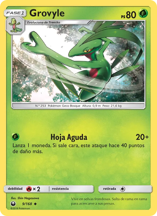Carta Grovyle de la expansión Tormenta Celestial, número 9/168