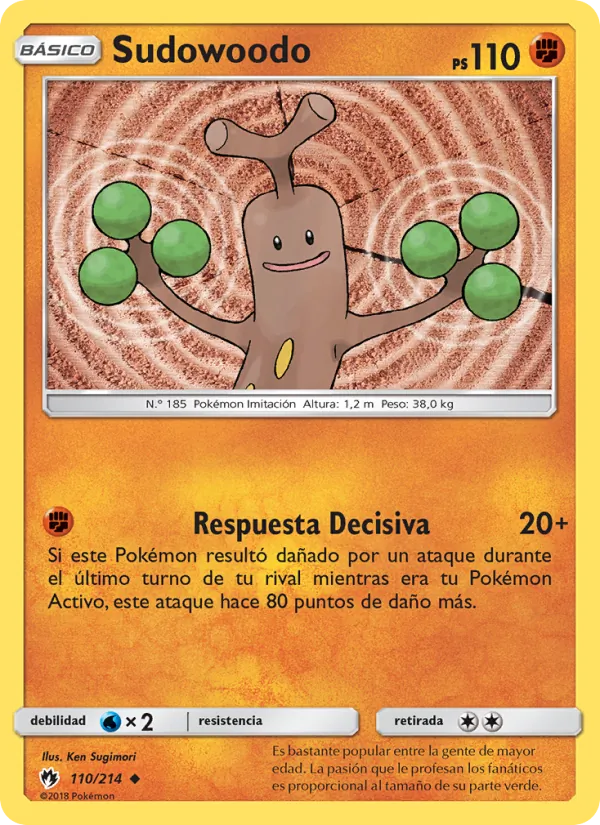 Carta Sudowoodo de la expansión Truenos Perdidos, número 110/214