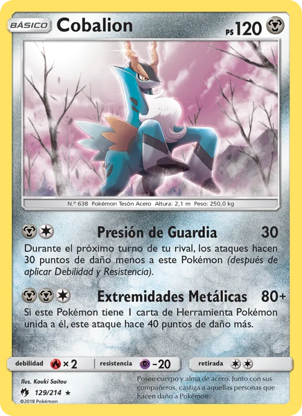 Carta Cobalion de la expansión Truenos Perdidos, número 129/214