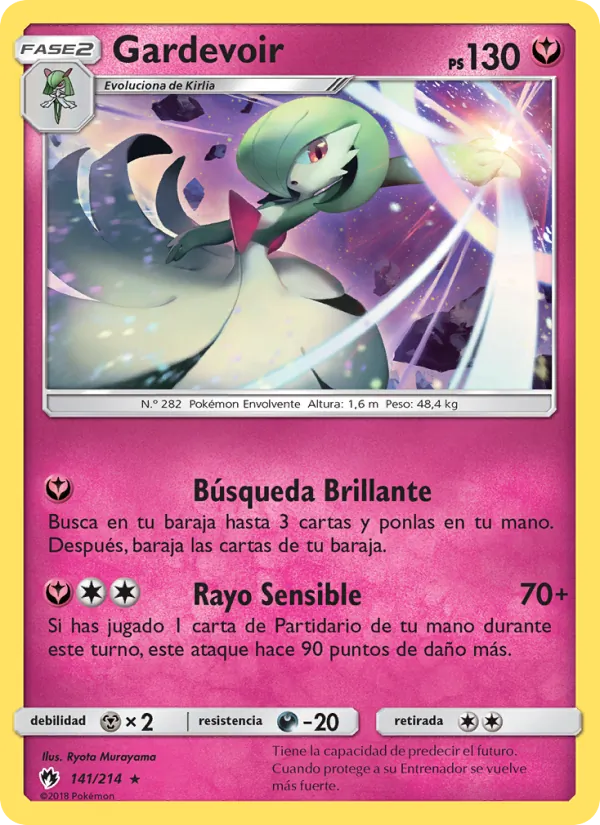 Carta Gardevoir de la expansión Truenos Perdidos, número 141/214