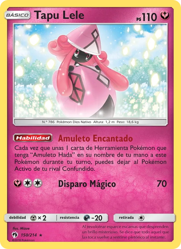 Carta Tapu Lele de la expansión Truenos Perdidos, número 150/214
