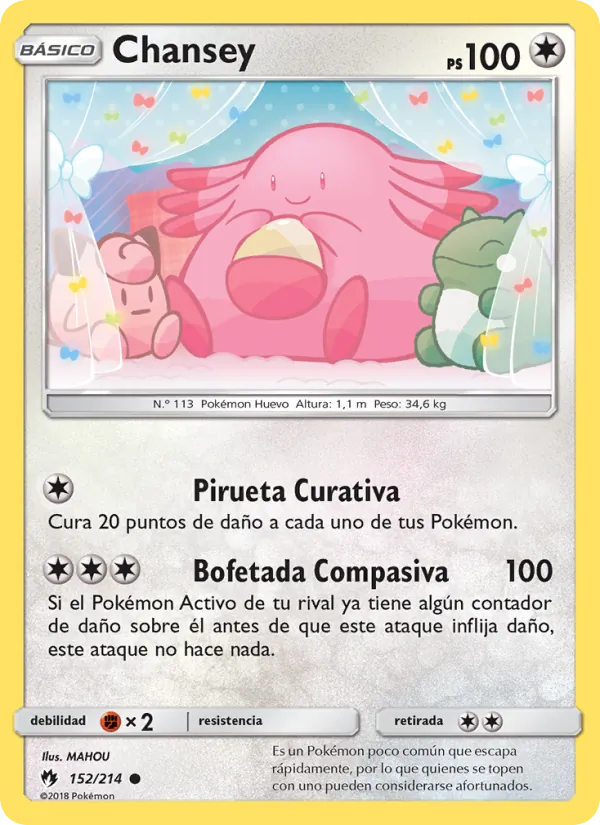 Carta Chansey de la expansión Truenos Perdidos, número 152/214