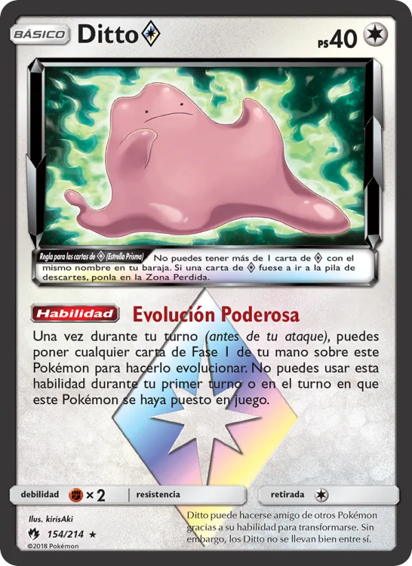 Carta Ditto ◇ de la expansión Truenos Perdidos, número 154/214