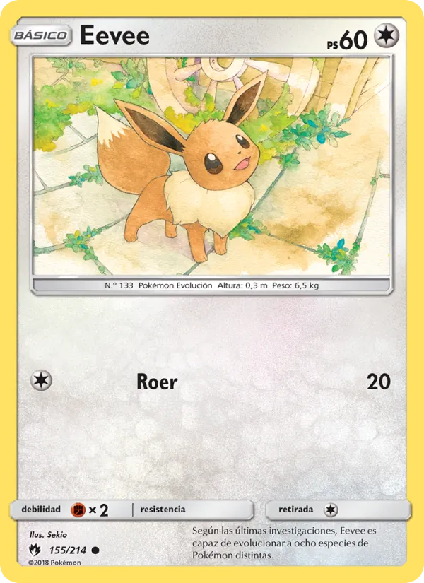 Carta Eevee de la expansión Truenos Perdidos, número 155/214