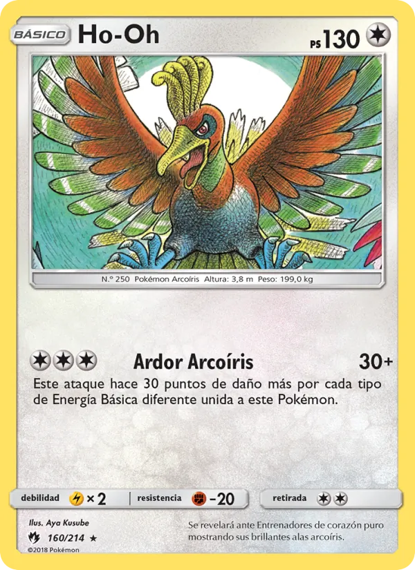 Carta Ho-Oh de la expansión Truenos Perdidos, número 160/214