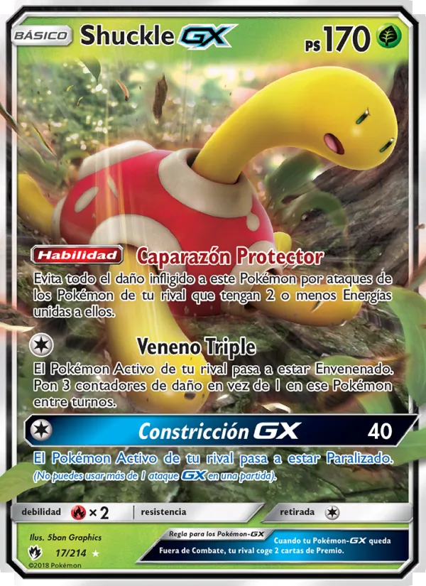 Carta Shuckle GX de la expansión Truenos Perdidos, número 17/214