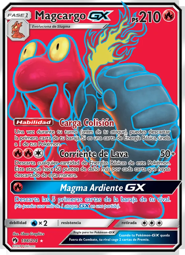 Carta Magcargo GX de la expansión Truenos Perdidos, número 198/214