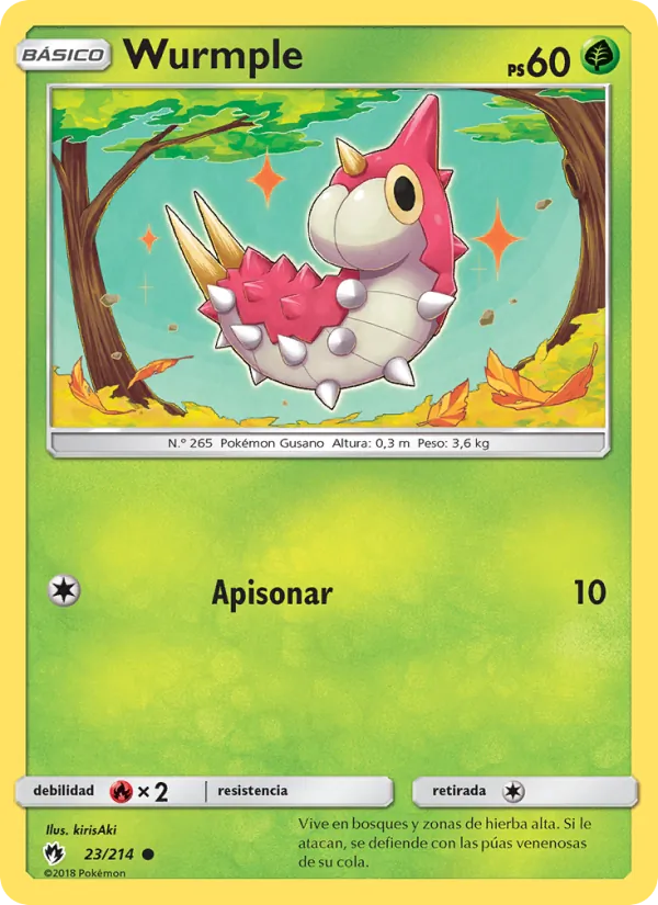 Carta Wurmple de la expansión Truenos Perdidos, número 23/214