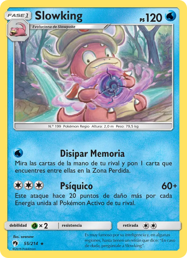 Carta Slowking de la expansión Truenos Perdidos, número 55/214