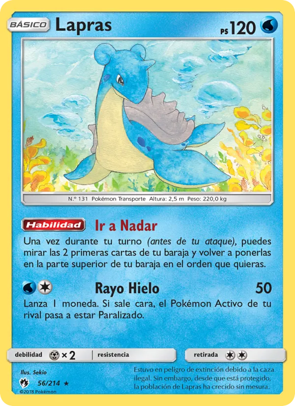 Carta Lapras de la expansión Truenos Perdidos, número 56/214