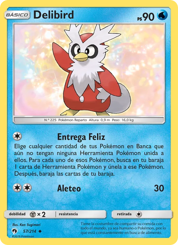 Carta Delibird de la expansión Truenos Perdidos, número 57/214