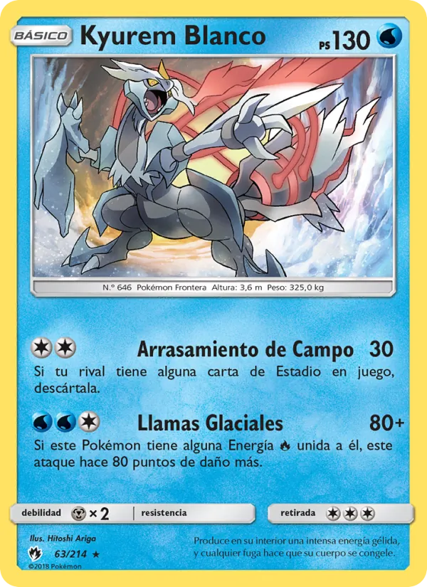 Carta Kyurem Blanco de la expansión Truenos Perdidos, número 63/214