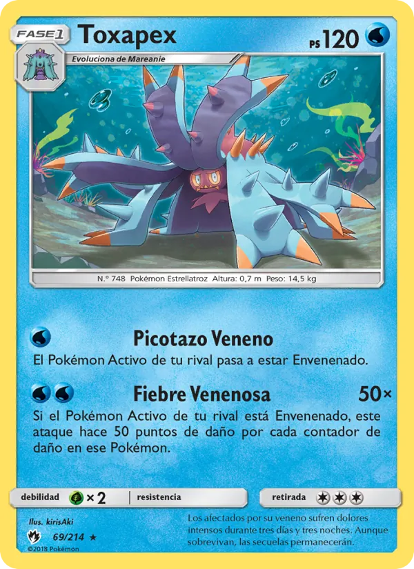 Carta Toxapex de la expansión Truenos Perdidos, número 69/214