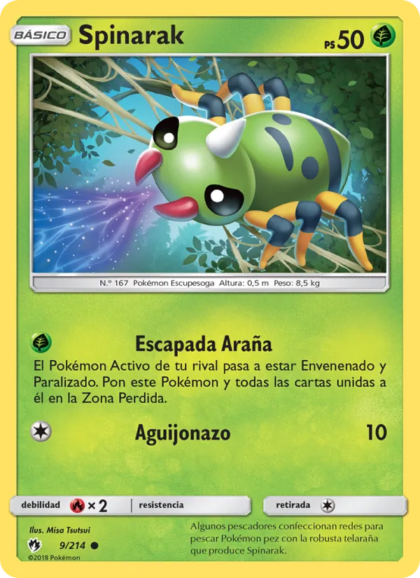 Carta Spinarak de la expansión Truenos Perdidos, número 9/214