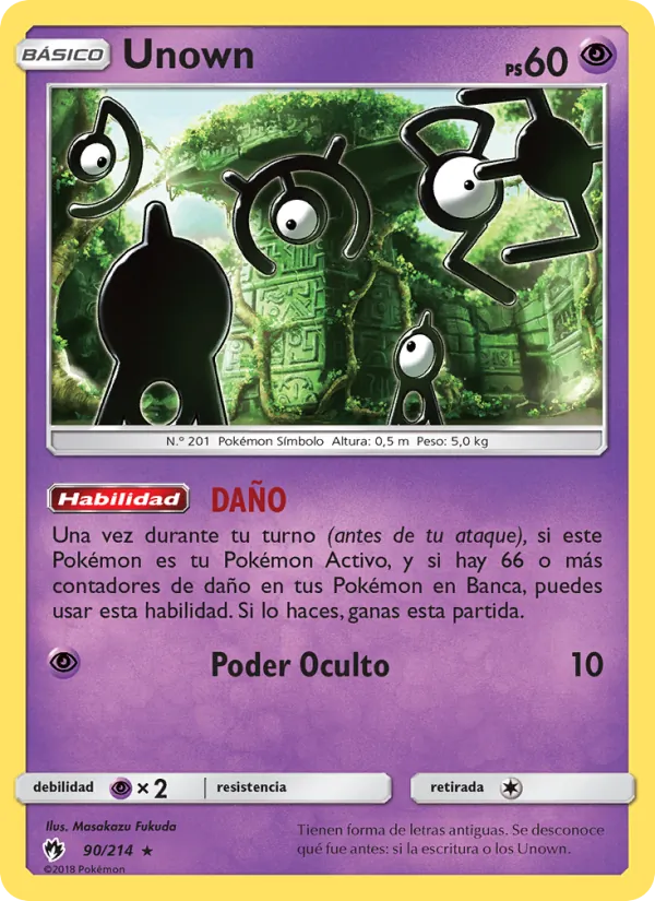 Carta Unown de la expansión Truenos Perdidos, número 90/214